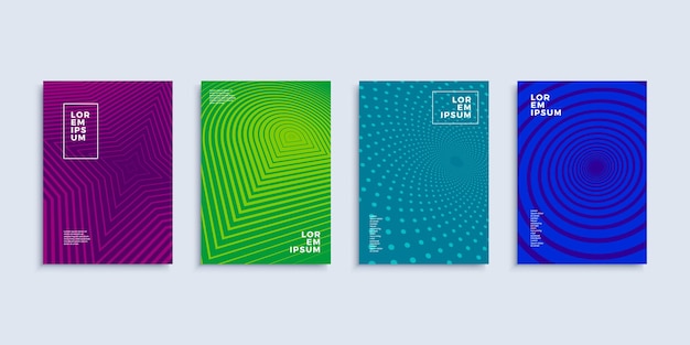 Covers modern abstract design templates set Futuristic minimal geometric compositions for flyer banner brochure and poster Eps10 vector illustration