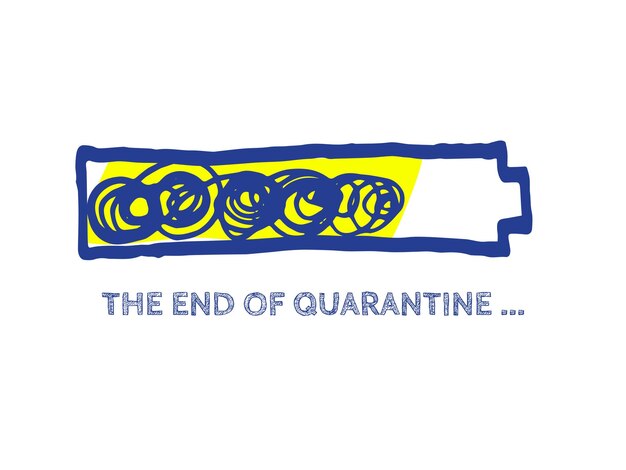 COVID-19 Vector Hand Drawn Loader. Infographic Element with 90% Complete Indicator. Website Sketch Bar with Adjustable Fill Part. The End of Coronavirus Progress Bar Status.  Quarantine Illustration.