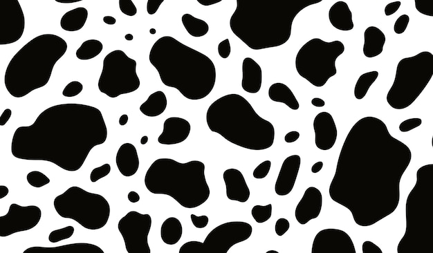 Cow Texture Animal Print Seamless Pattern Nostalgic Black and White Shapes for Retro Clothing and D