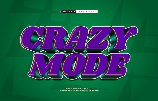 crazy mode editable text effect with a kids and play text style