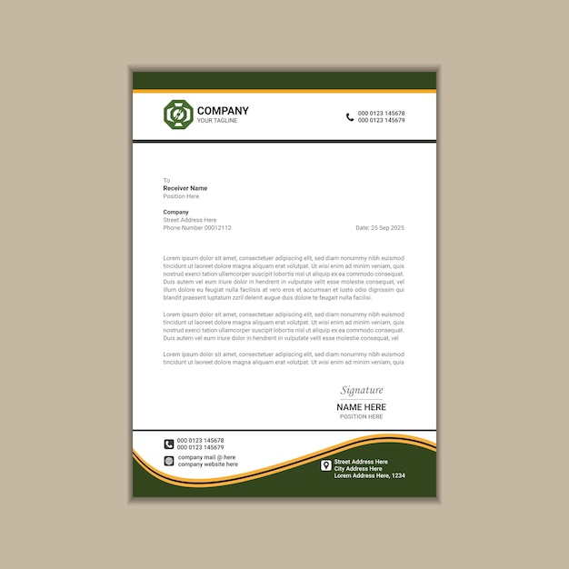 creating a simple and clean a4 corporate business letterhead with vector design and bleed