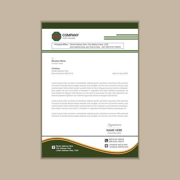 creating a simple and clean a4 corporate business letterhead with vector design and bleed