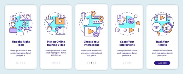 Creating educational video onboarding mobile app screen