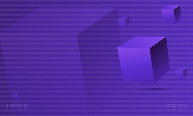 creative abstract purple background with realistic 3d box and dynamic line pattern texture