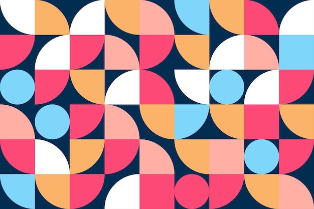 Creative bauhaus colorful geometric design with circles squares and semi circle