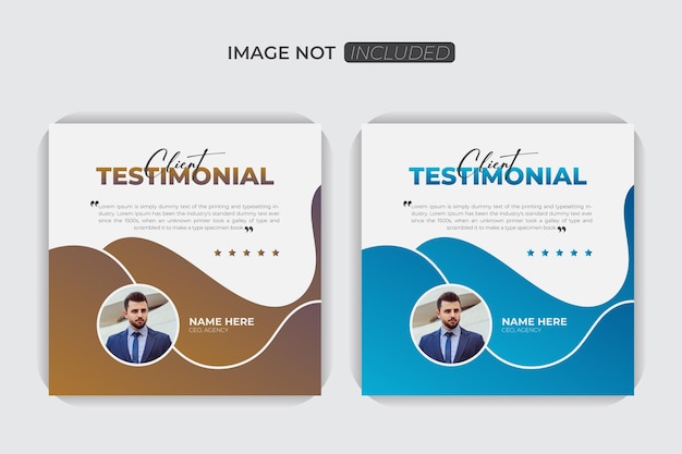 Creative client testimonial colorful bundle set square web banner design Simple abstract design