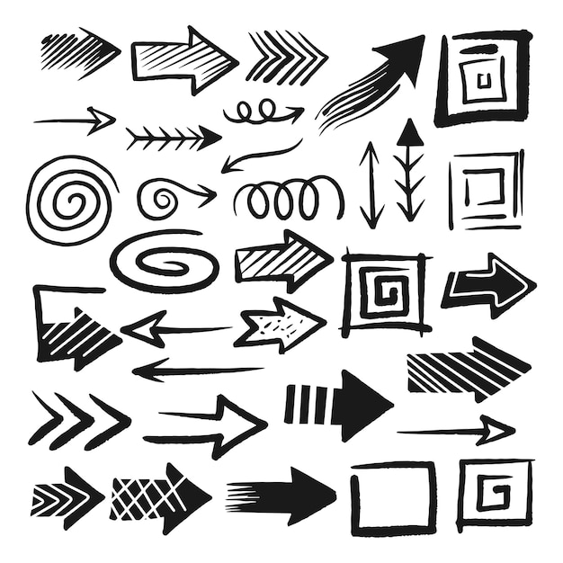 Creative collection of illustrations of arrows and other design elements in various styles