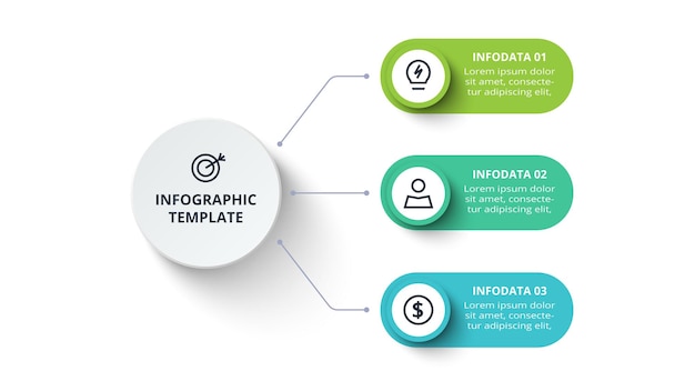 Creative concept for infographic with 3 steps options parts or processes Business data visualization