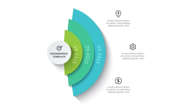 creative concept for infographic with 3 steps options parts or processes business data visualization