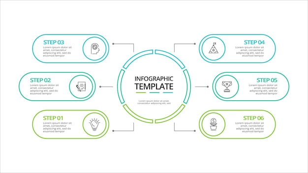 Creative concept for infographic with 6 steps options parts or processes Business data visualization