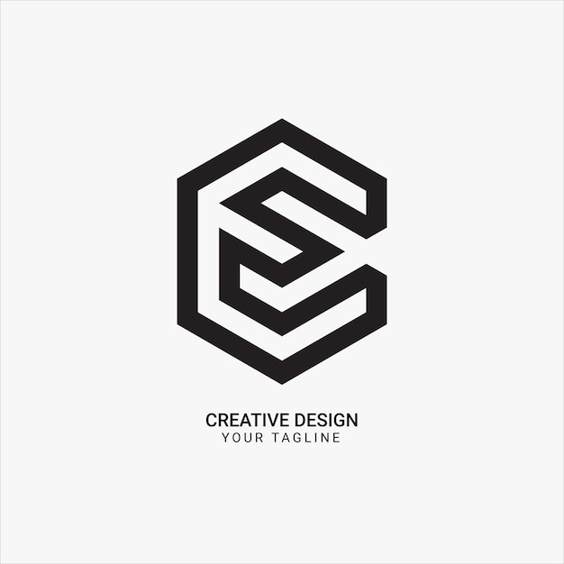 creative e letter line art hexagonal shape pattern modern brand unique logo design