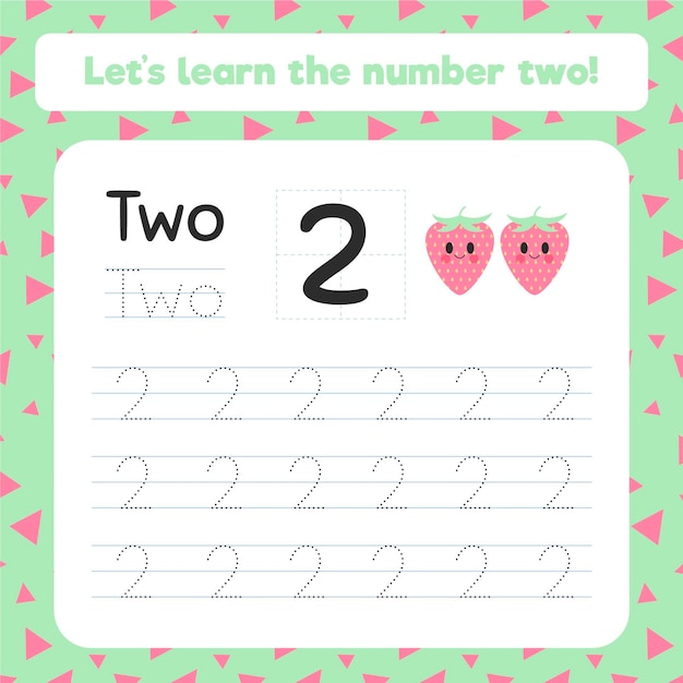 creative number two worksheet with strawberries
