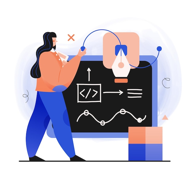 Creative process concept with female developer