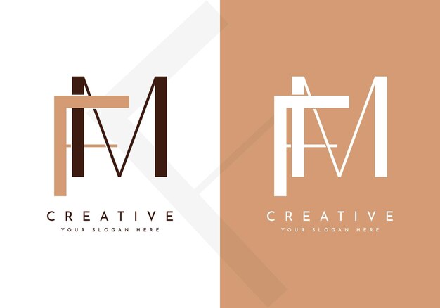 Creative professional trendy letter FM MF logo design