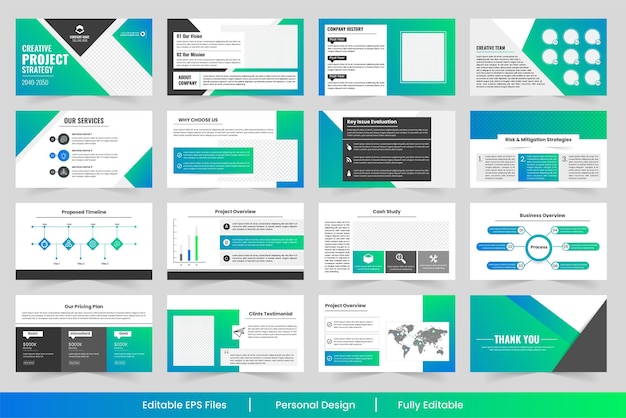 Creative project strategy layout showcases design and service presentation template project strategy
