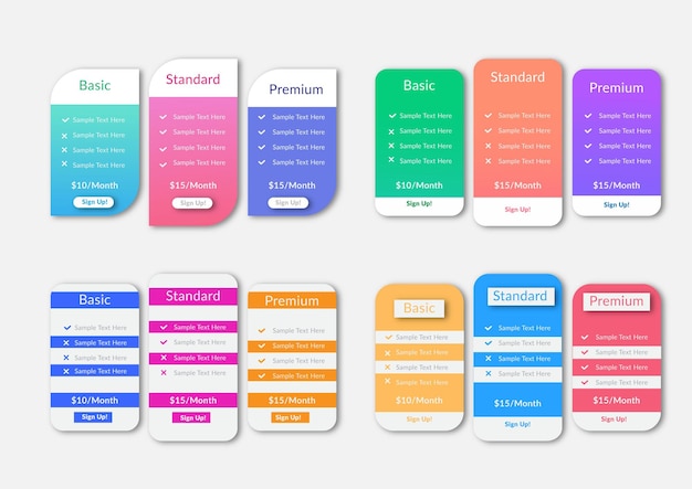 Creative vector illustration of business plans web comparison pricing table design template