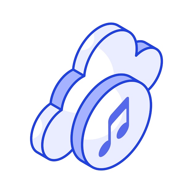 creatively designed isometric icon of cloud music ready to use in websites and mobile apps