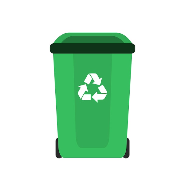 Creen trash can, recycling garbage.  illustration.