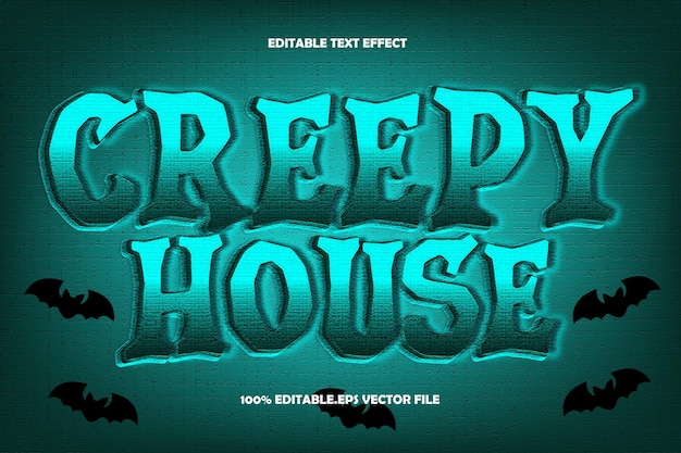 creepy house editable text effect 3d emboss gradient style