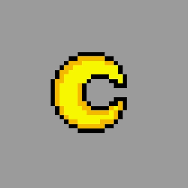 crescent moon with pixel art style