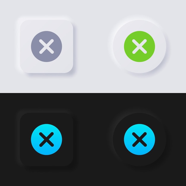 Cross icon set Multicolor neumorphism button soft UI Design for Web design Application UI and more Button Vector