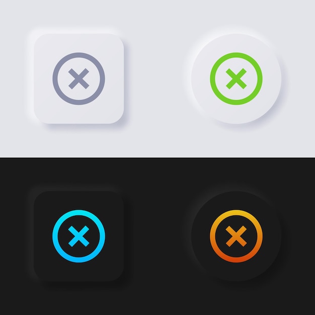 Cross icon set Multicolor neumorphism button soft UI Design for Web design Application UI and more Button Vector