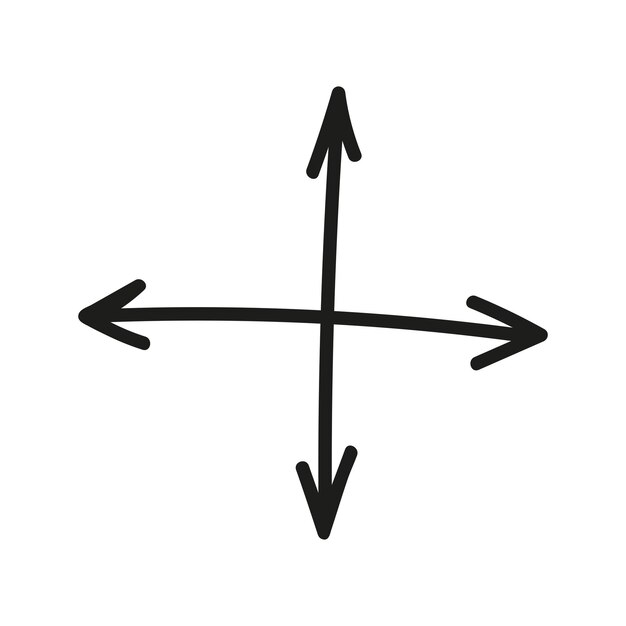crossed arrows doodle coordinate system hand drawn element for navigation and presentations
