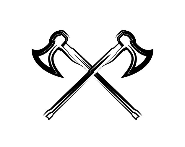 Crossed Medieval Warrior Axes Vector illustration on white