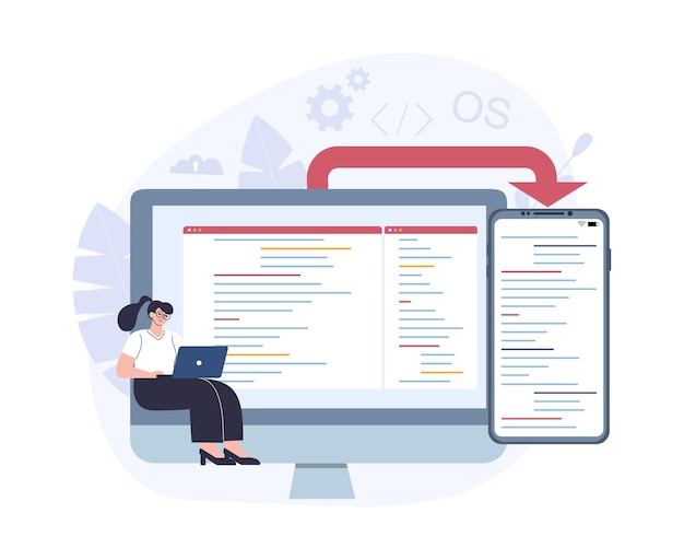 Crossplatform software development concept Vector illustration