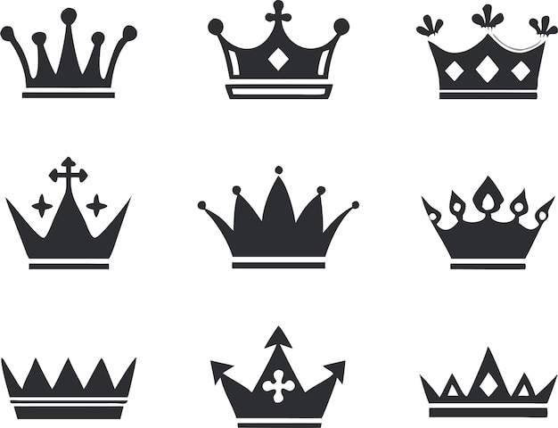 Crown icons set Vector illustration