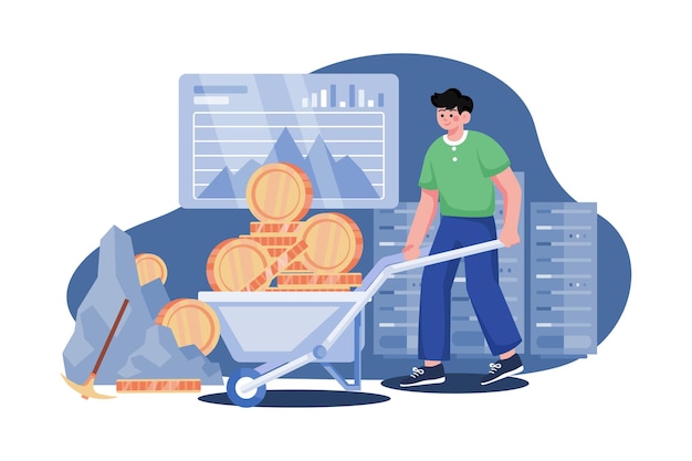 Crypto Mining System Illustration concept on white background