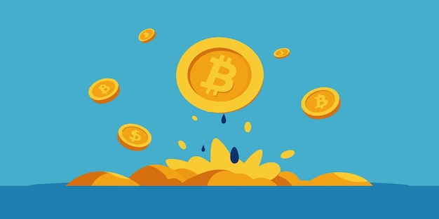 Cryptocurrency Bitcoin golden coin in Background