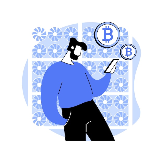 Cryptocurrency mining isolated cartoon vector illustrations