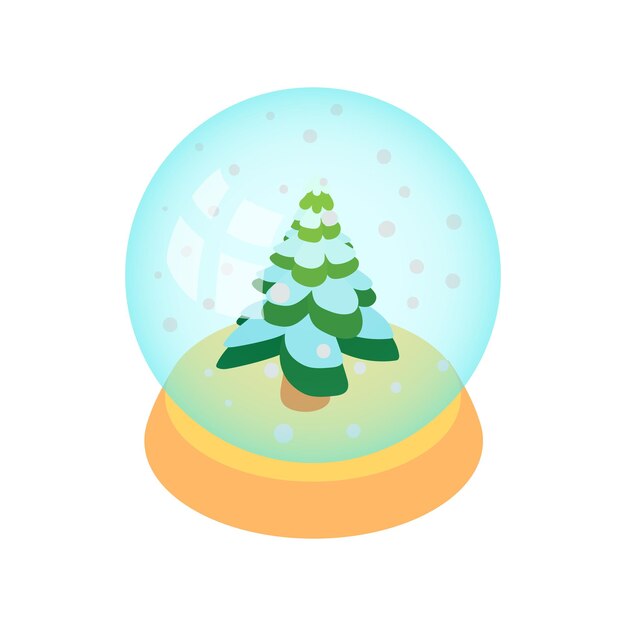 Crystal christmas ball icon in cartoon style isolated on white background New year symbol