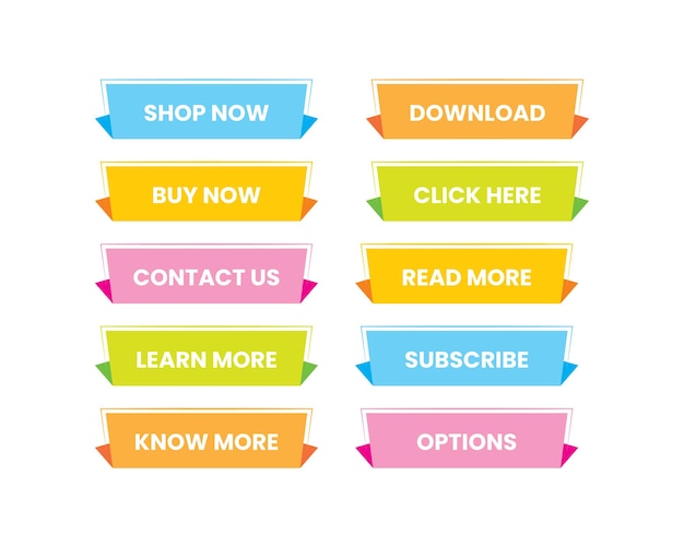 CTA button set collection bundle Flat Design Buttons