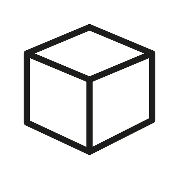 Cube icon Geometric shape illustration Simple 3D box Black outline vector