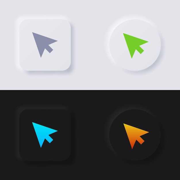 Cursor button icon set Multicolor neumorphism button soft UI Design for Web design Application UI and more Button Vector