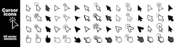 Cursor icon Computer mouse click cursor arrow icons set and loading icons