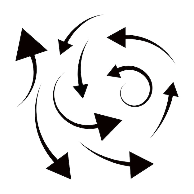 Curved Arrows Set Black Directional Arrow Icons