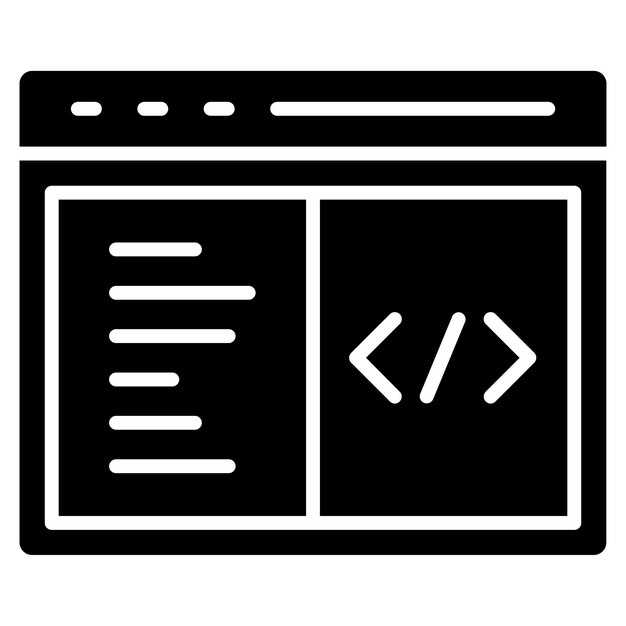 Custom Coding Glyph Solid Black Illustration