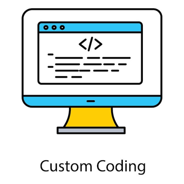 Custom Coding Vector Icon Representing Web Development Tailored Code