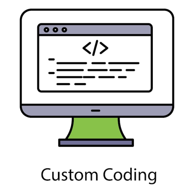 Custom Coding Vector Icon Showing Personalized Code Software Development and Programming Techniques