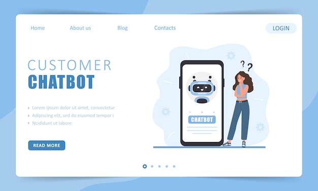 Customer chatbot concept Landing page template
