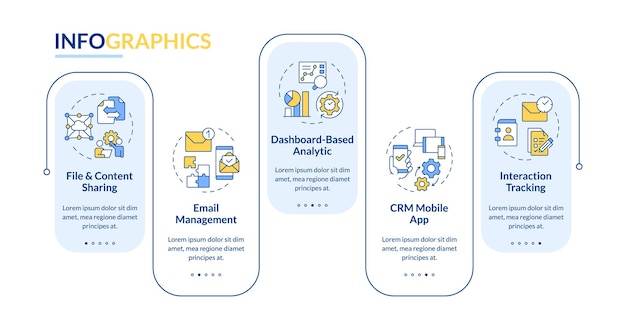 Customer relationship management systems rectangle infographic template