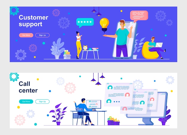 Customer support landing page set