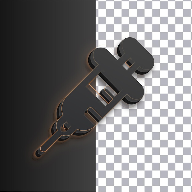 customizable dark injection icon featuring golden glow lines on transparent background