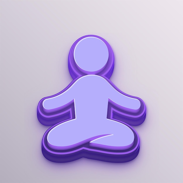 Customizable Purple 3D Vector Yoga or Meditate Icon for Education Business and Media