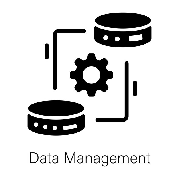 Customizable solid icon depicting data management