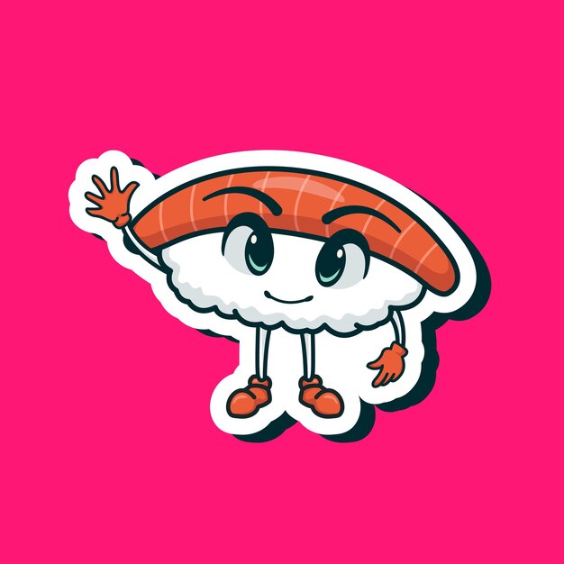 cute adorable cartoon delicious japan sushi rice food illustration for sticker icon mascot logo