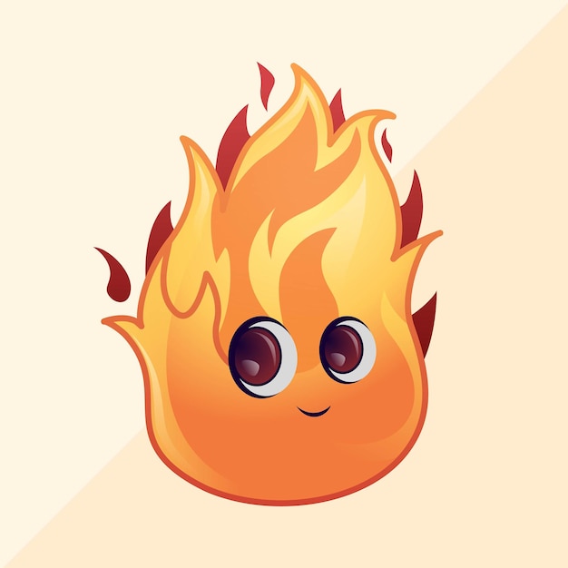 Cute adorable fire flame element vector cartoon illustration